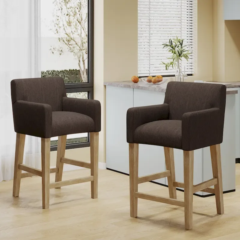 Armga Fabric Upholstered Wood 26 inch Counter Stools (Set of 2) by Christopher Knight Home