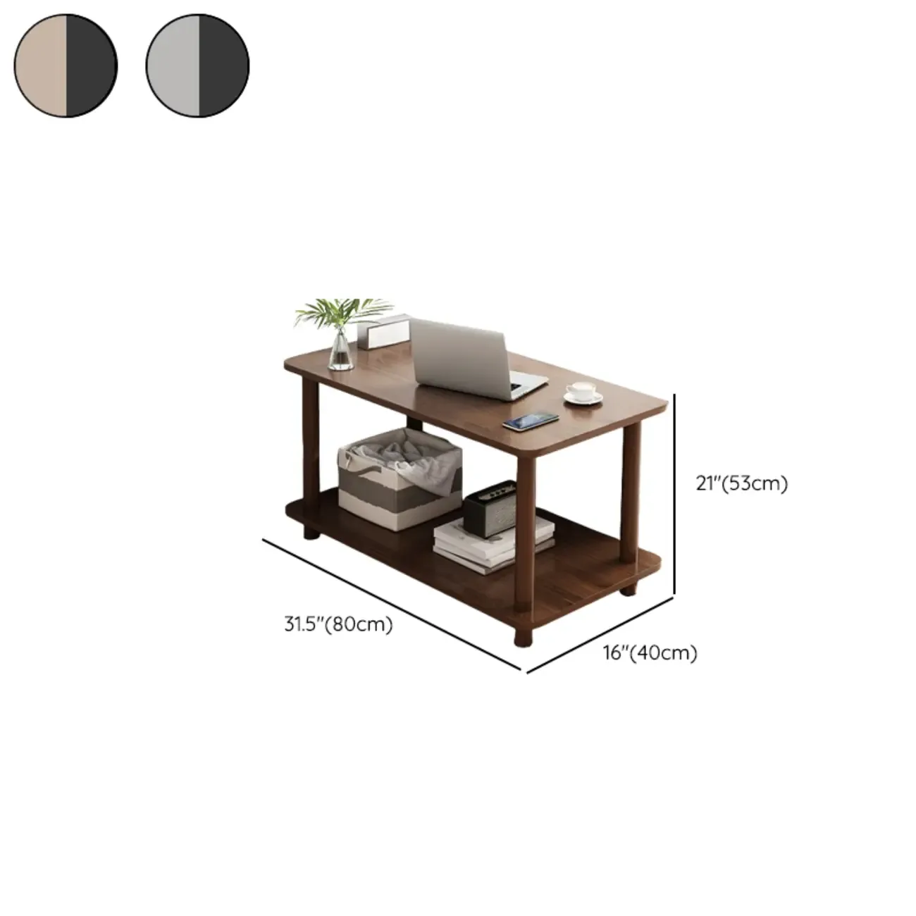 Square White Wood Side Table with Shelf