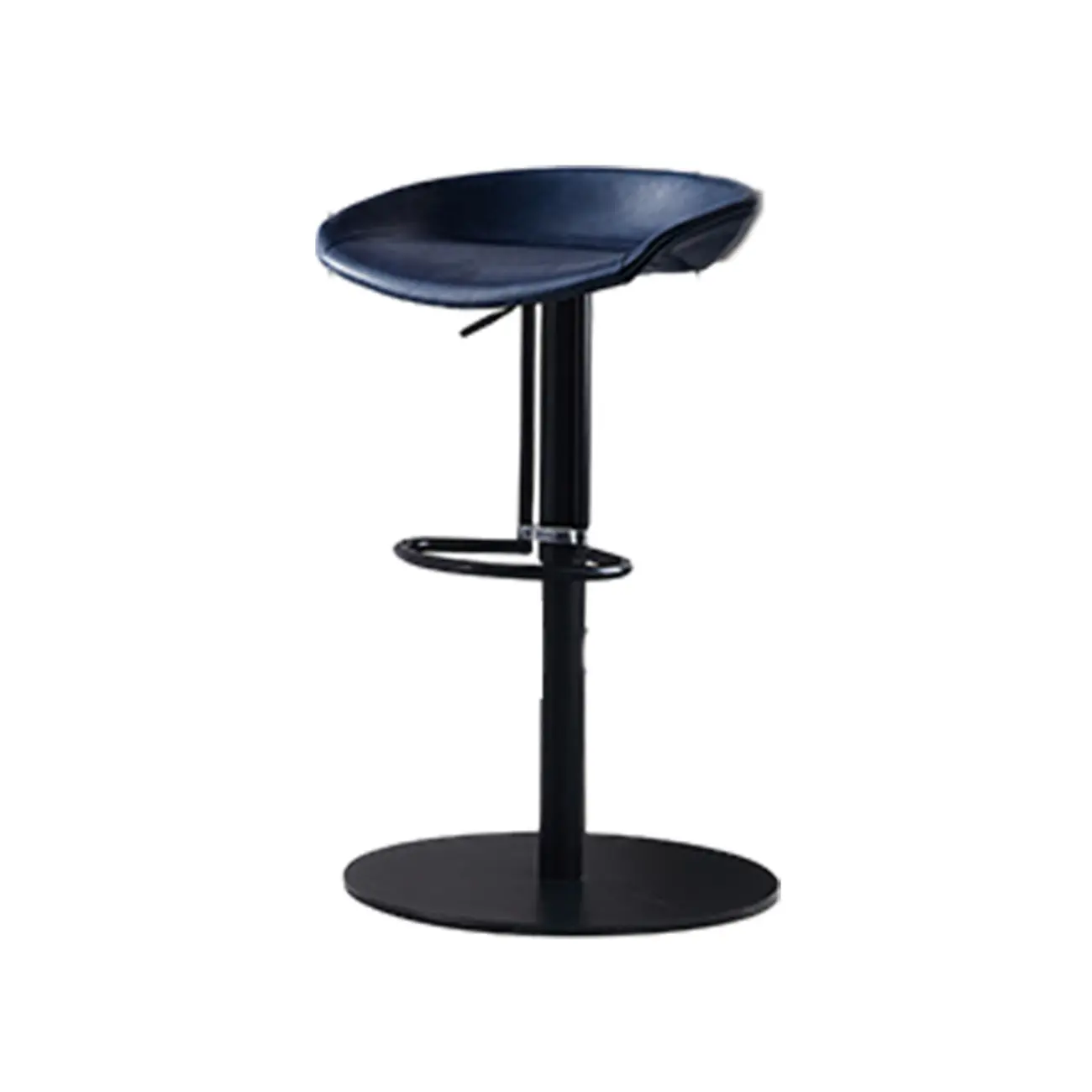 Adjustable Black Leather Saddle Swivel Bar Stools