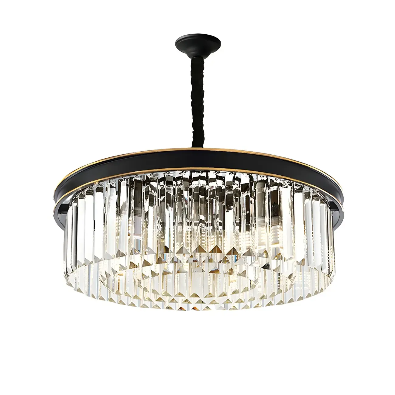 Modern Cylinder Crystal Chandelier Height Adjustable