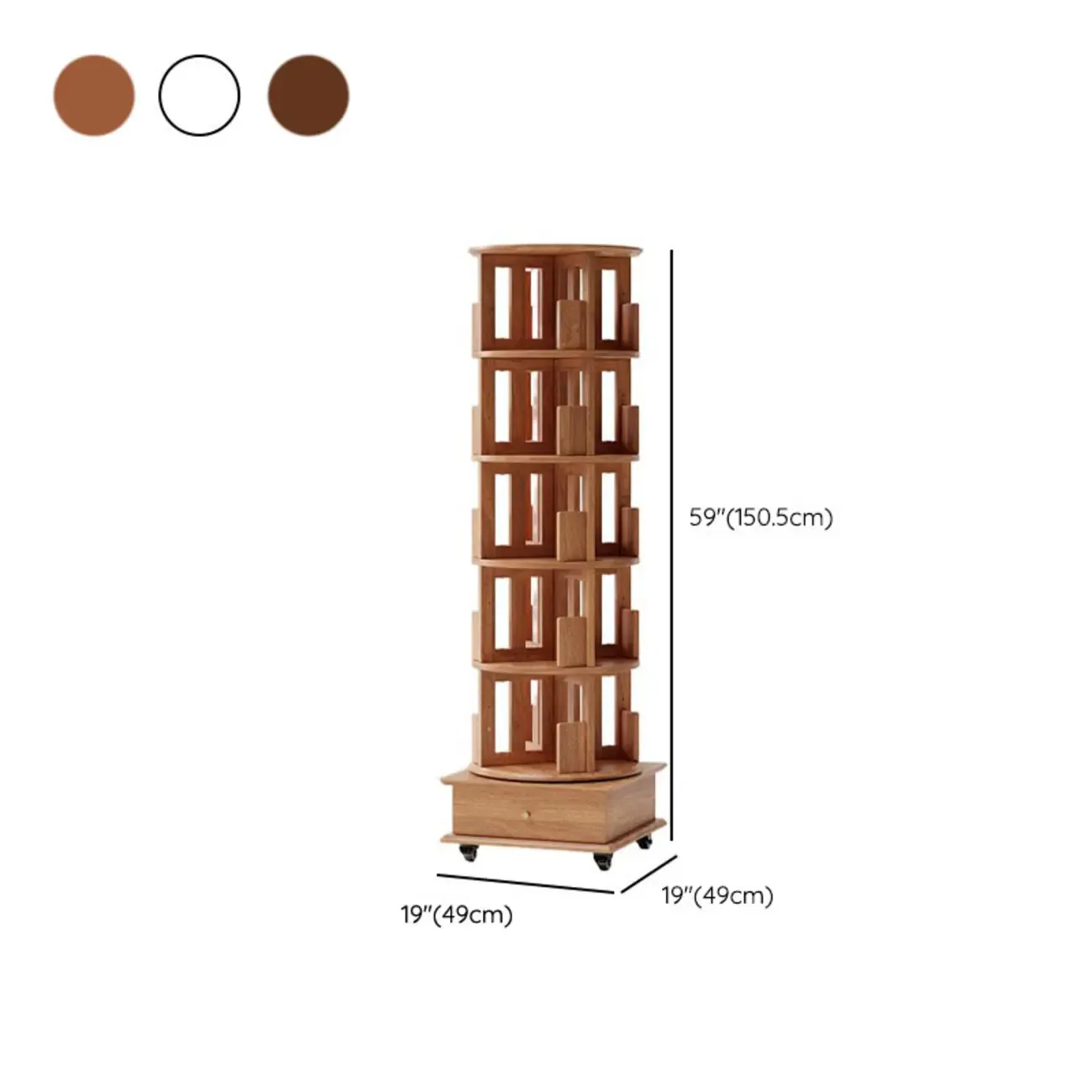 Wooden Vertical Narrow Rotating Bookcase
