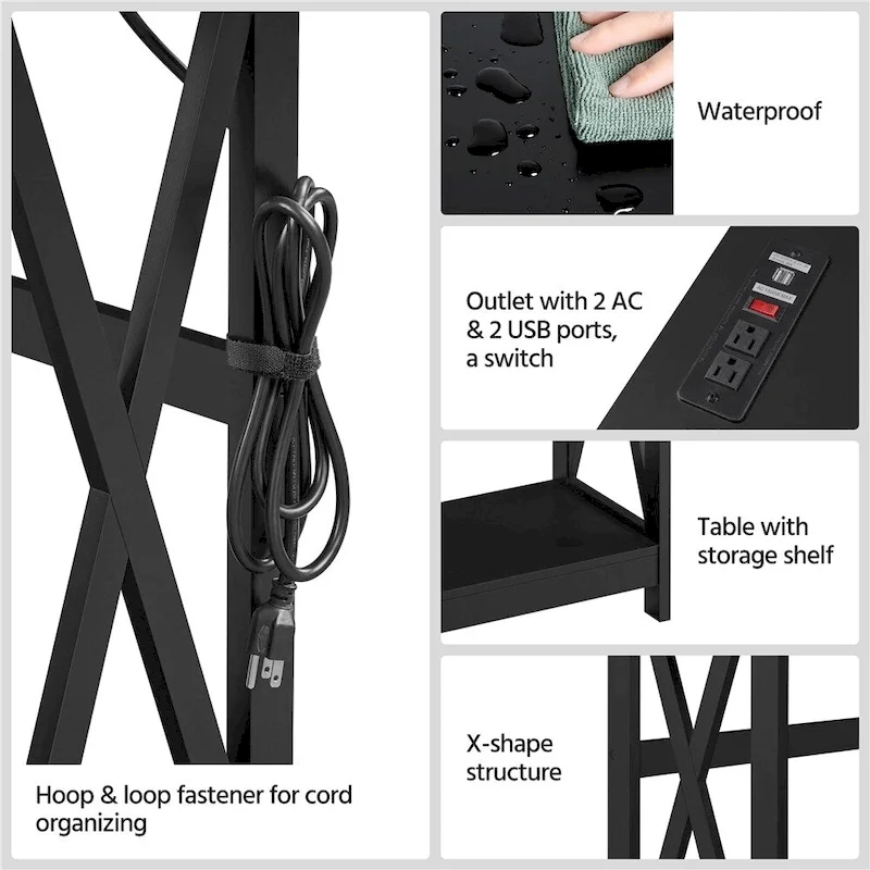 Yaheetech 2-Tier Narrow Sofa Table with Outlet Industrial Long Console Table