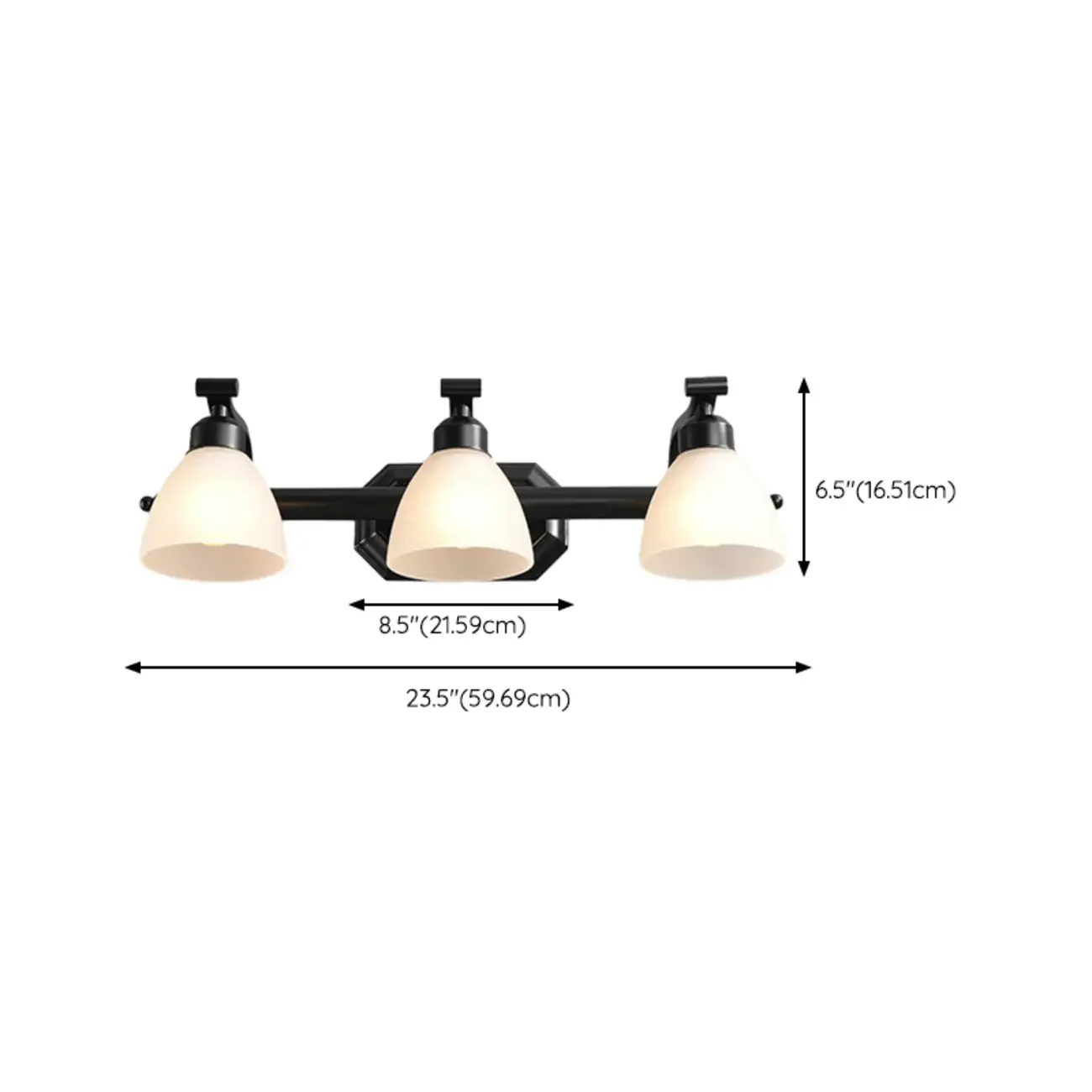 Modern Metal Bathroom Vanity Light with Frosted Glass