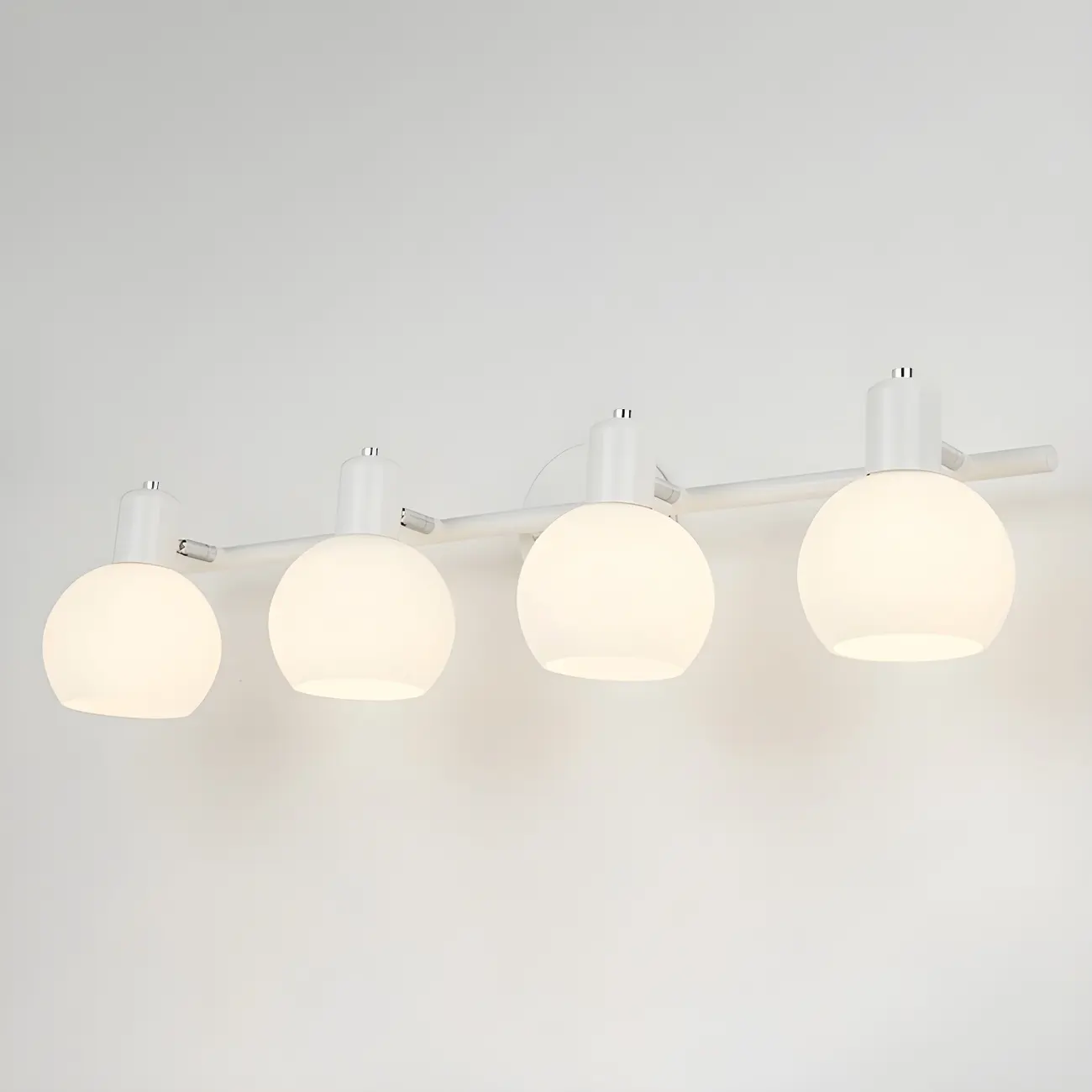 Modern 3 Heads Black Vanity Lights with White Glass Shade