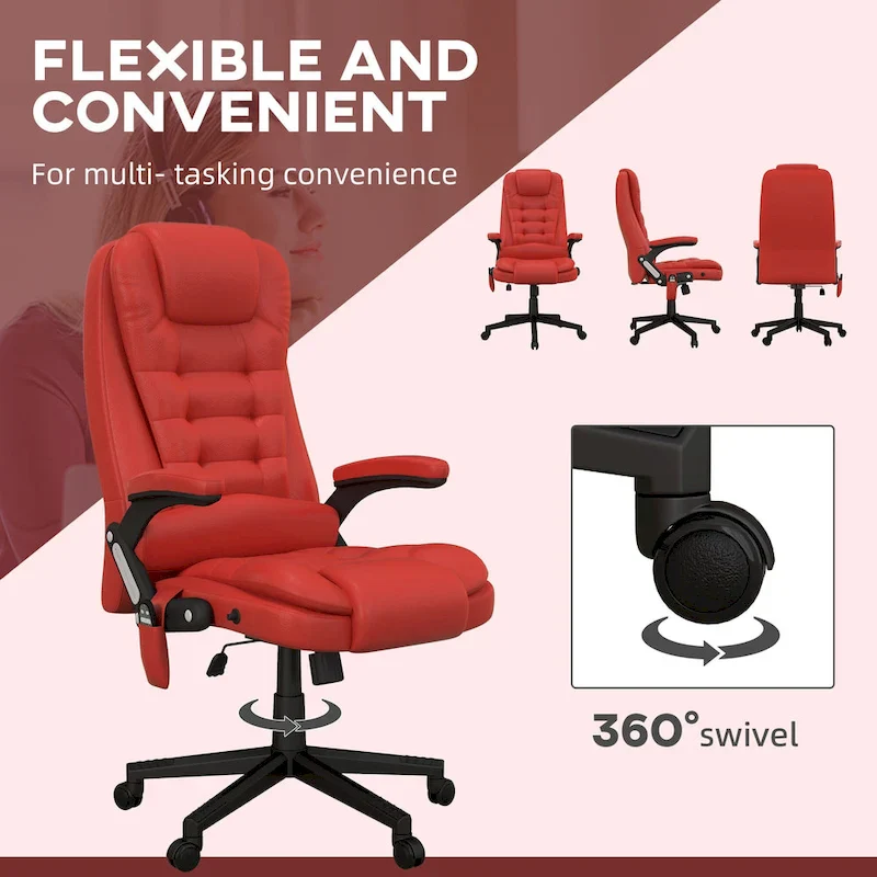 HOMCOM High Back Vibration Massage Office Chair with 6 Vibration Points, Beige