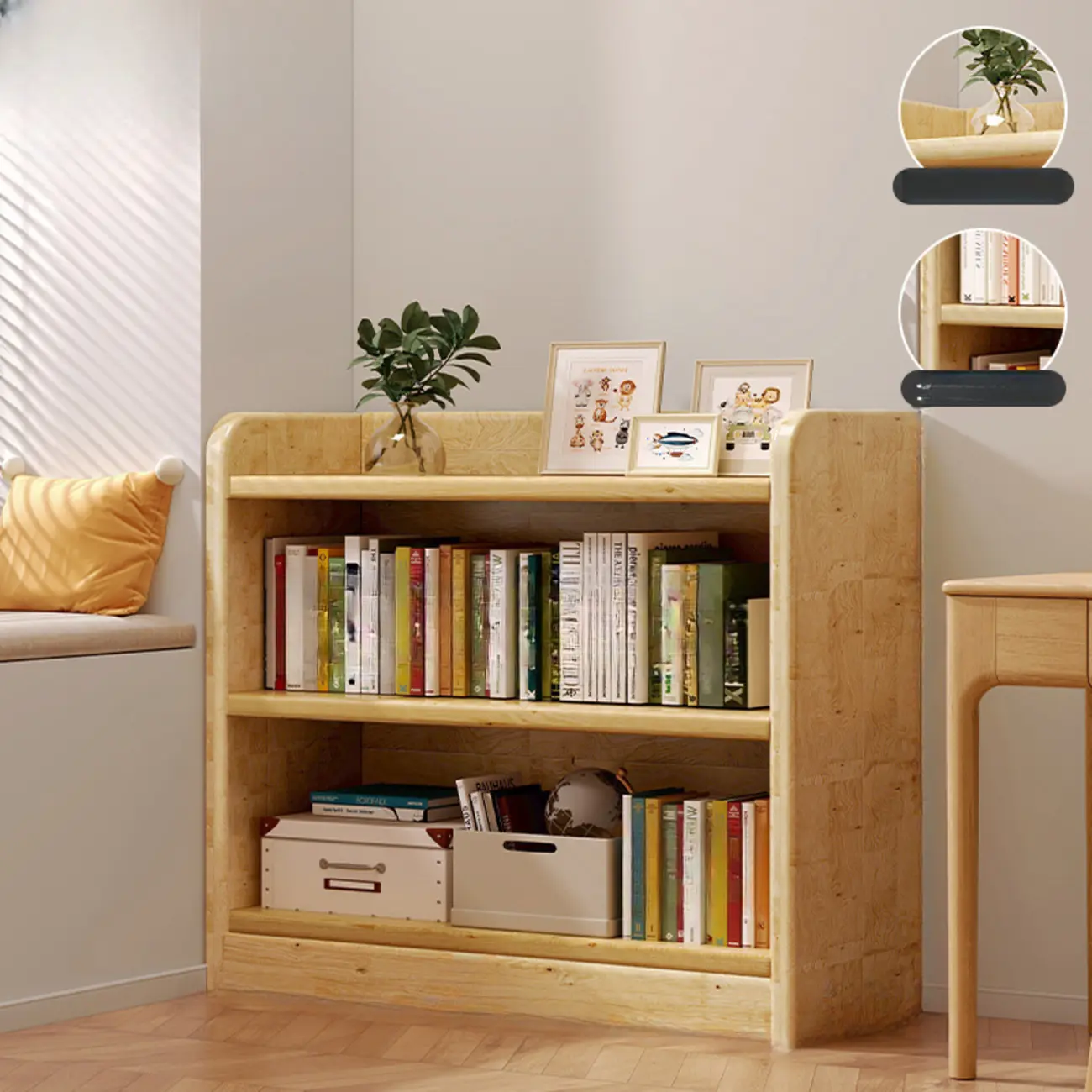 Rustic Vertical 5-Tier Closed Back Wooden Bookshelf