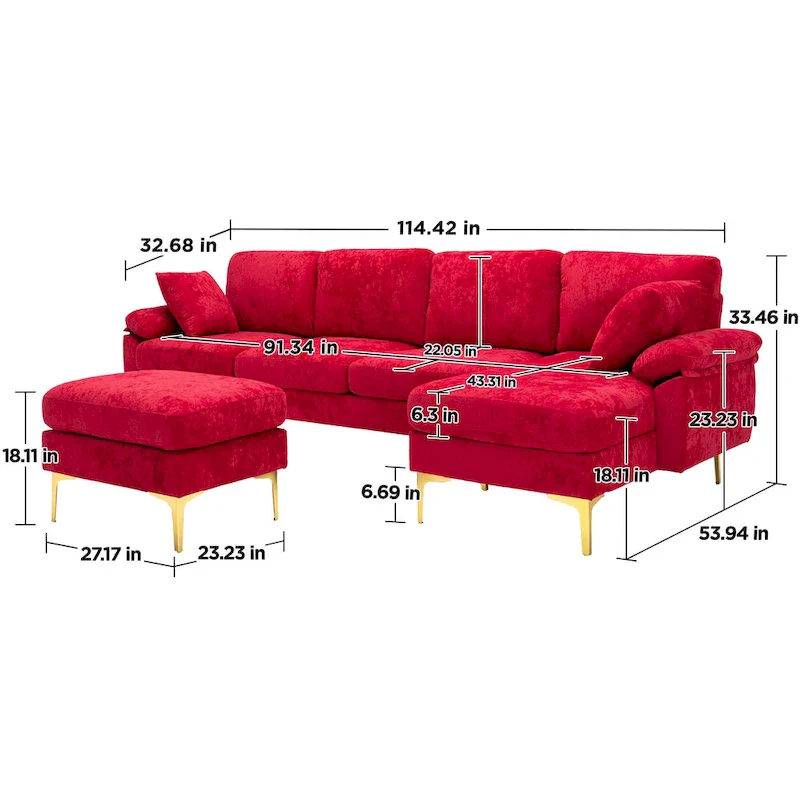 Kata 115 Sectional Sofa with Ottman