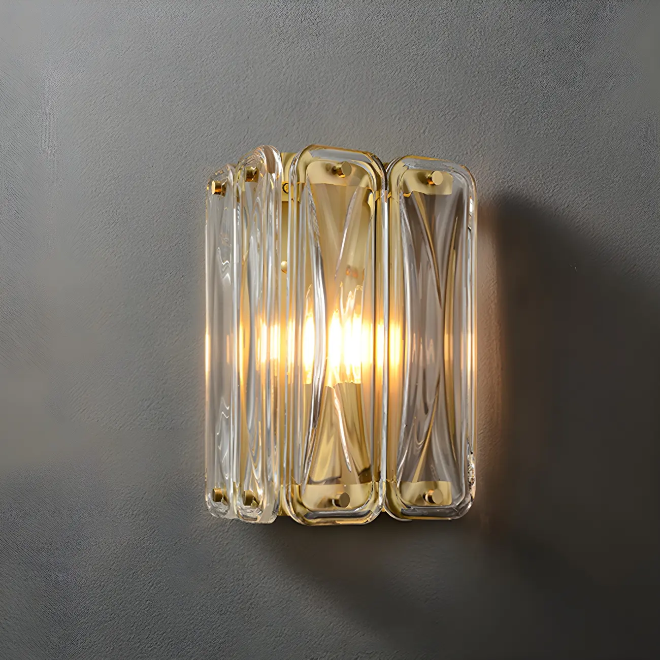Modern Gold Metal Clear Glass Geometry Wall Sconce