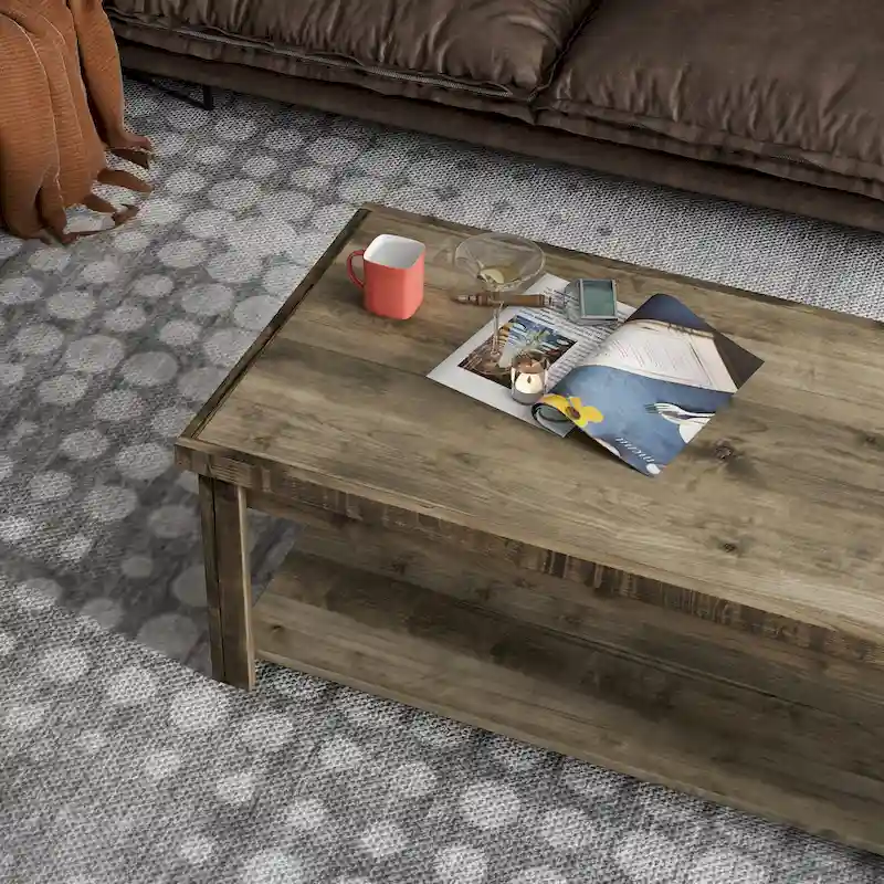 Bridgevine Home Joshua Creek 48 inch Coffee Table, No Assembly Required, Barnwood Finish