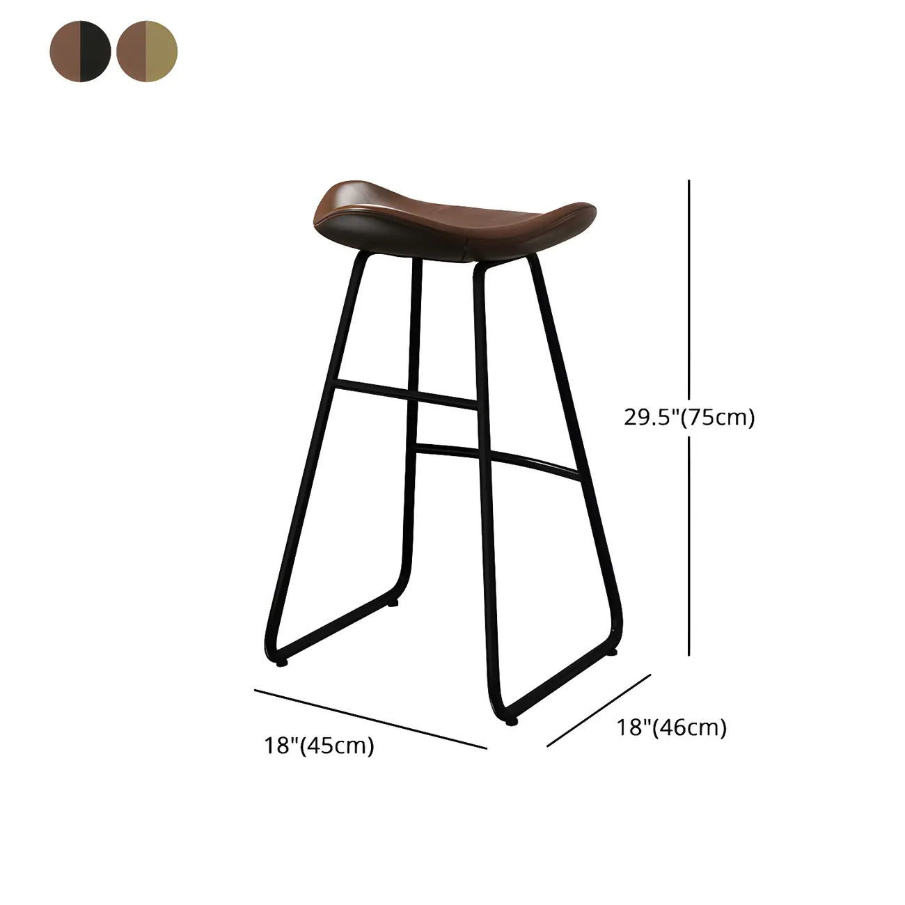 Classic Brown Saddle Leather Counter Height Bar Stools