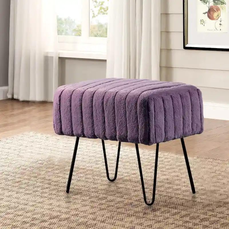 Serenta SuperMink Fauxfur Ottoman Bench