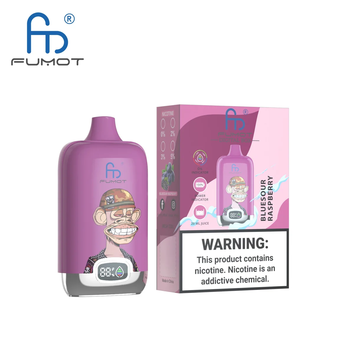 Fumot Digital Box 12000 Bluesour Raspberry – Einweg-Vape mit Einzelverpackung