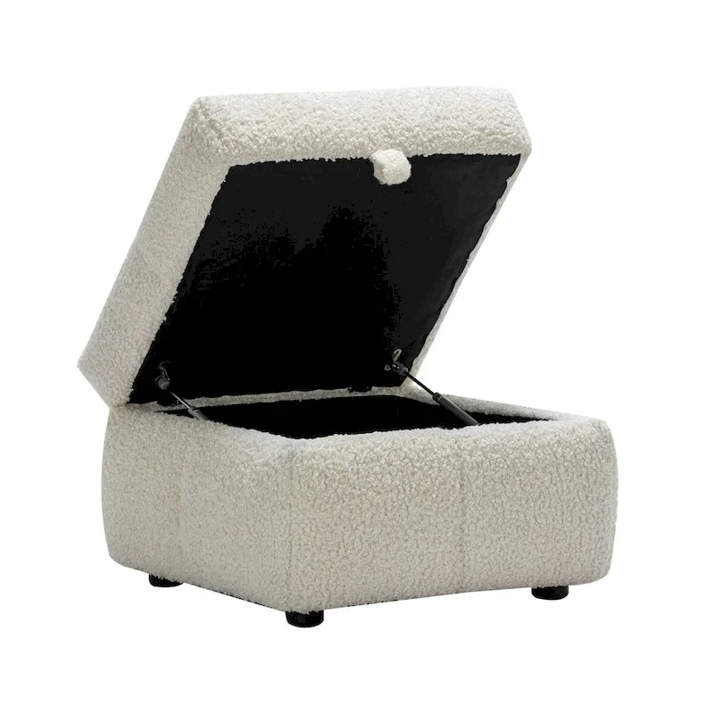 87.7 Sectional Sofa Cozy Teddy Fleece Fabric Sectional Sofa Couch