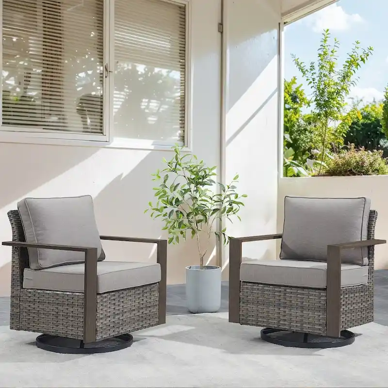 Outdoor Rocking Chair with Water-Resistant Cushions - Grey