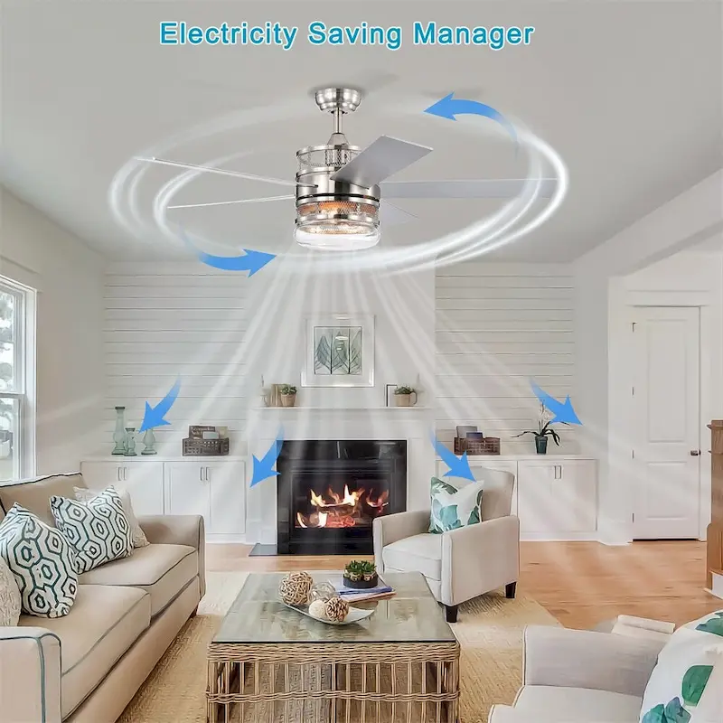 Lighted Ceiling Fan with Remote and Reversible Blades