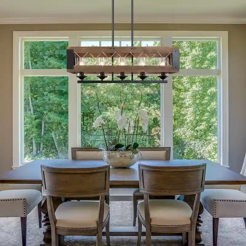 The Gray Barn 5-Light Farmhouse Rectangle Chandelier Rustic Island Lights - W31.9  * E10.6  * H10.2