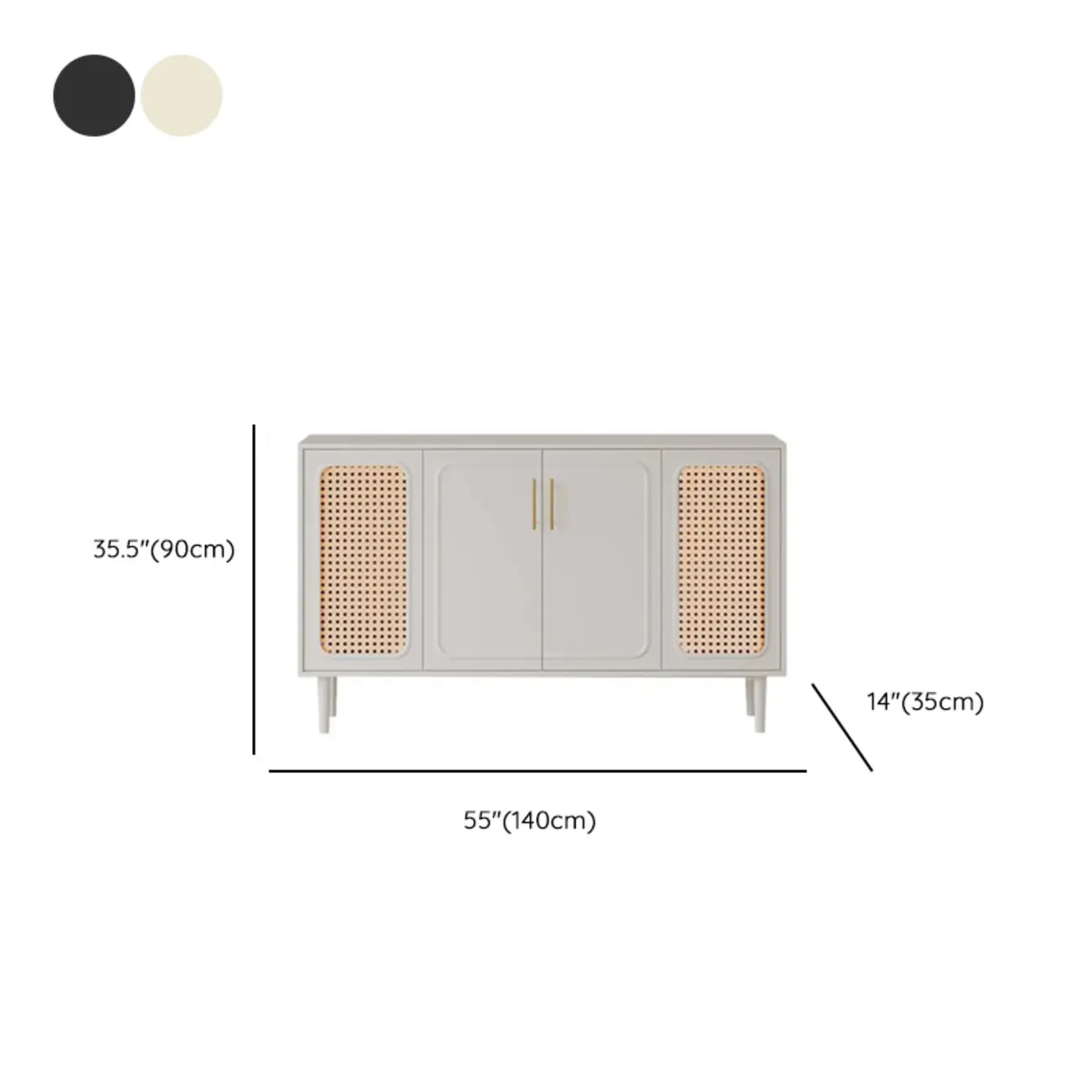 Modern Ink Wood Slab Buffet with Adjustable Shelving
