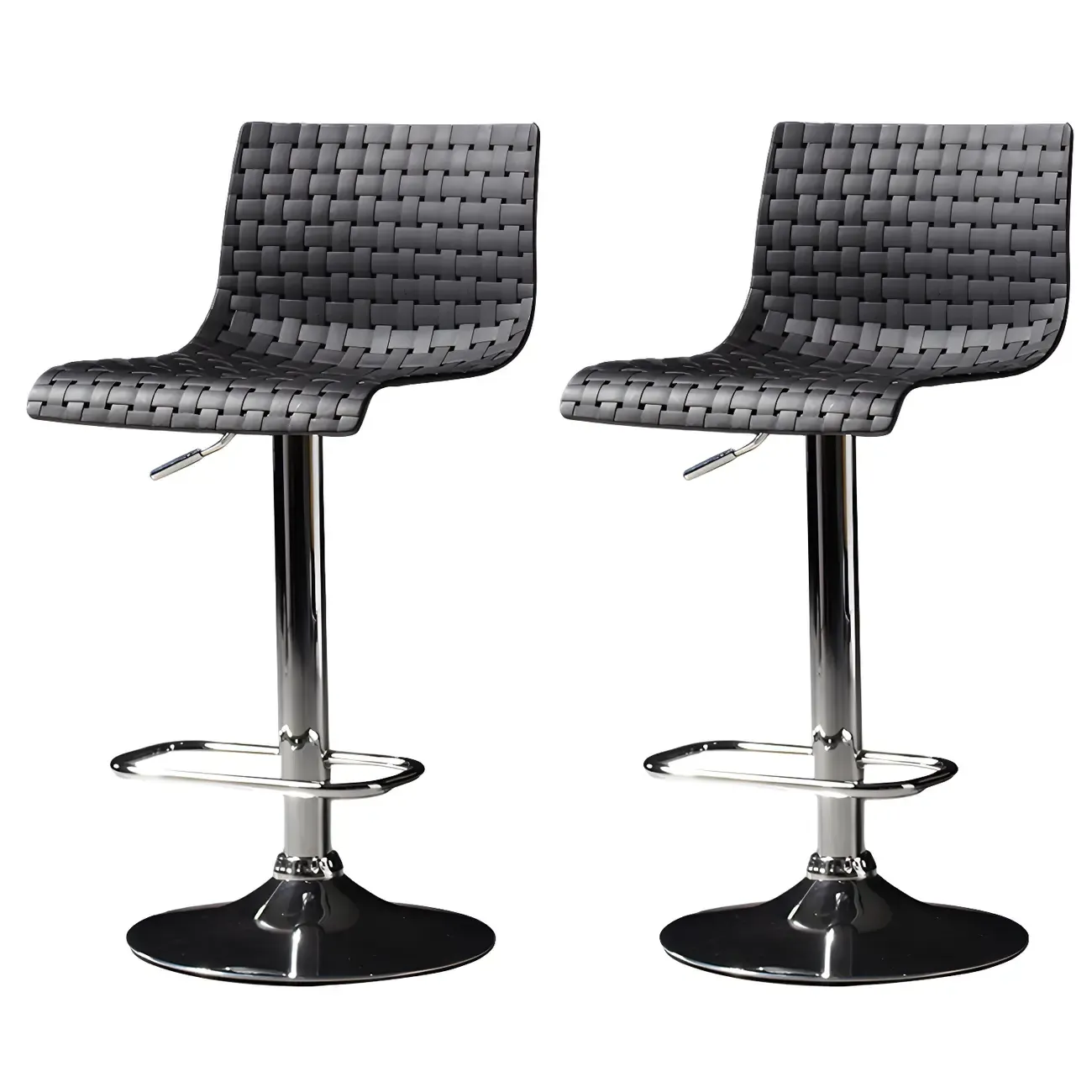 Modern Square Seat Plastic Rattan Adjustable Swivel Bar Stools