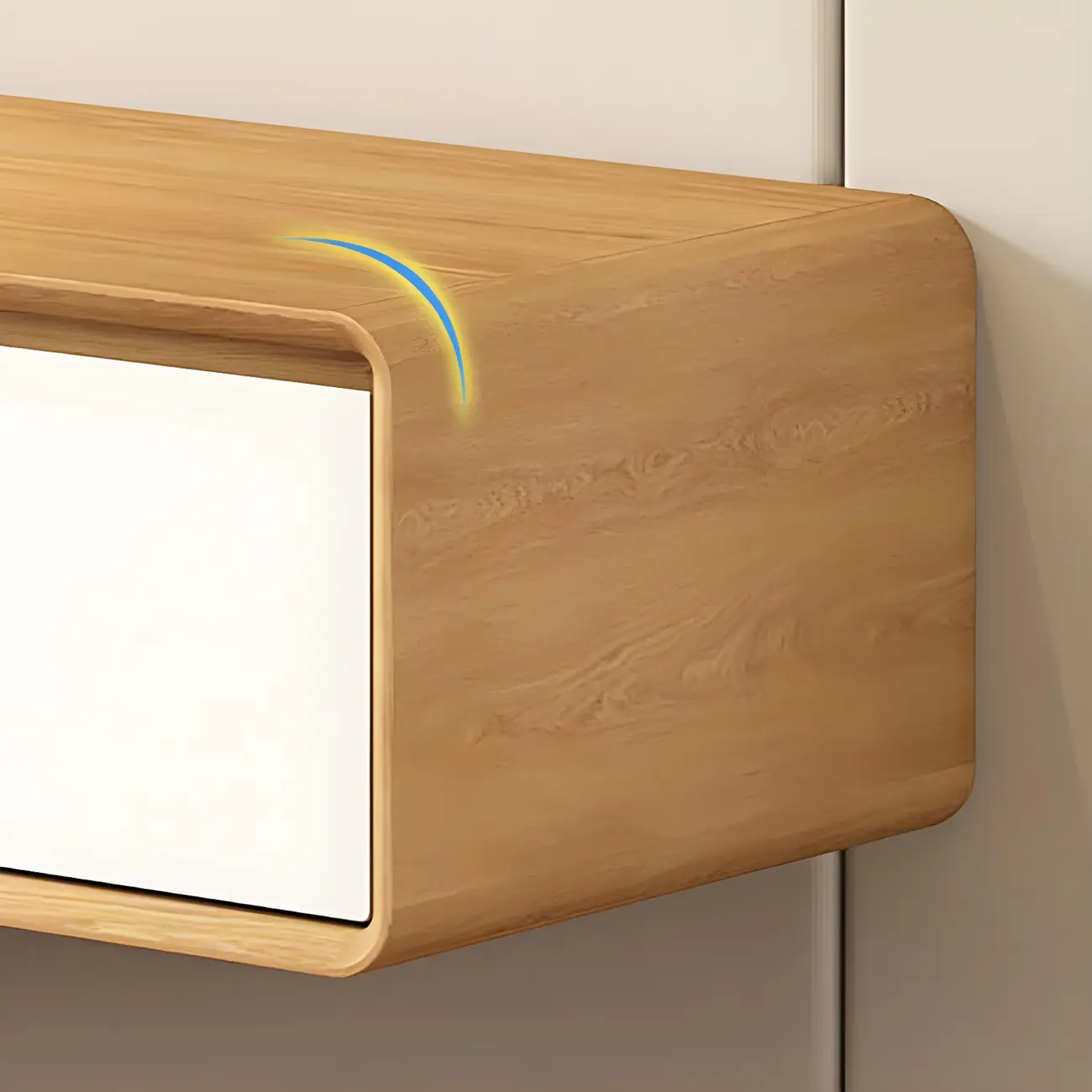 Natural Long Wood Floating TV Stand Media Consoles