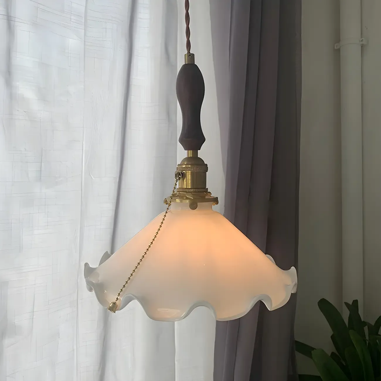 Modern Gold Accent Glass Flower Pendant Light