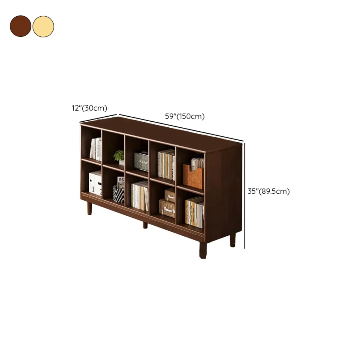 Brown Natural Wood Freestanding Modular Cube Bookcase