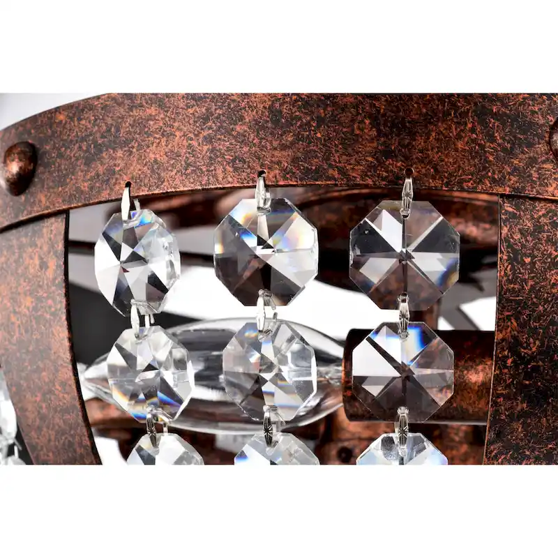 Chandler 52 Inch Antique Copper Finish Crystal Ceiling Fan with Remote