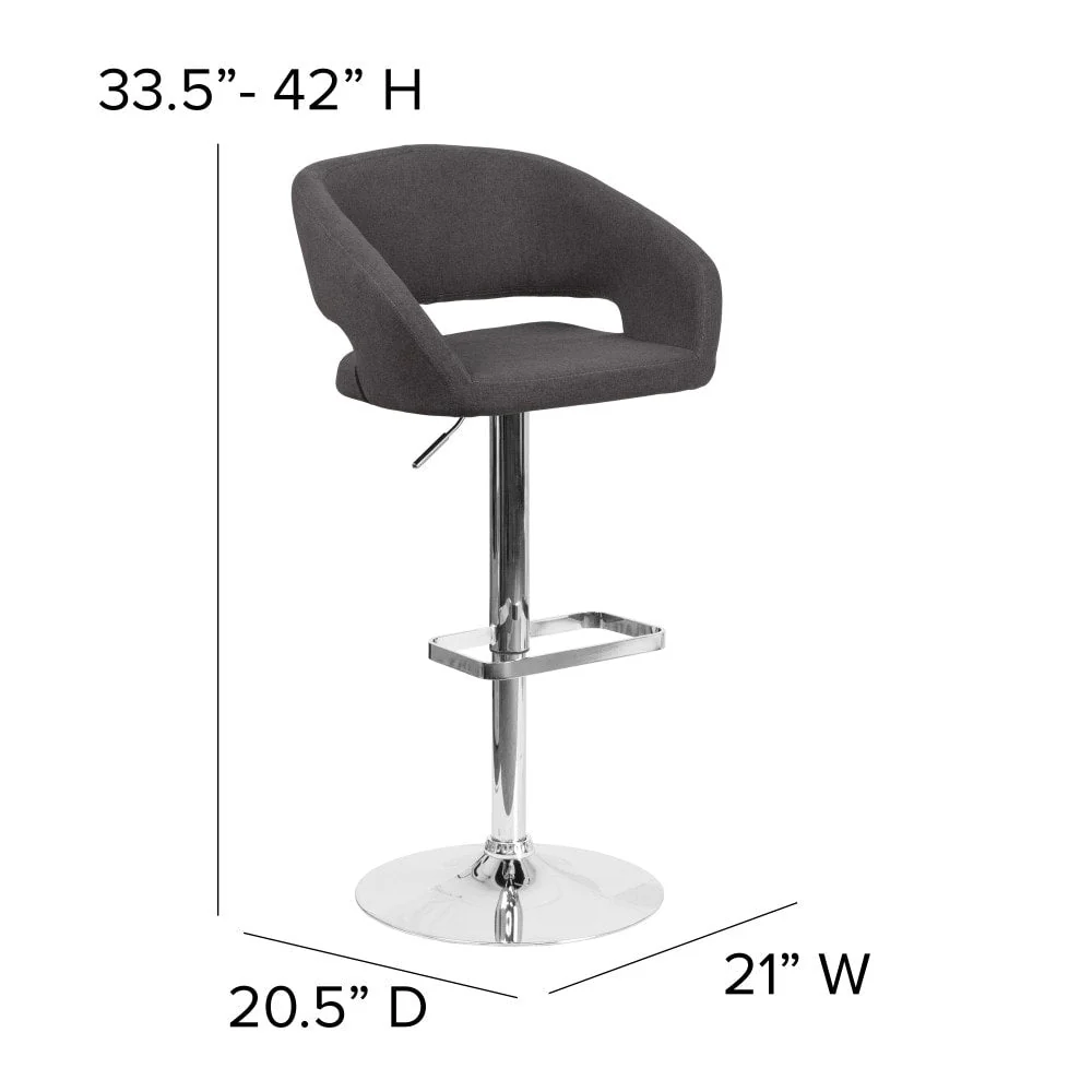 Modern Upholstered Adjustable-Height Barstool with Rounded Back