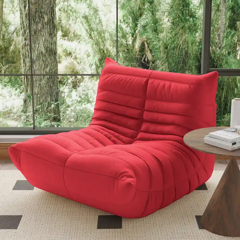 Fireside Chair Single Sofa Teddy Fabric Bean Bag Chair