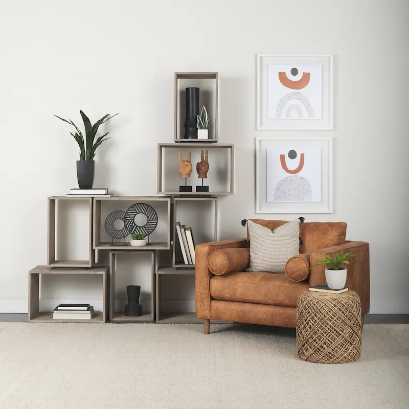 Mercana Allium Brown Woven Wool Round Pouf