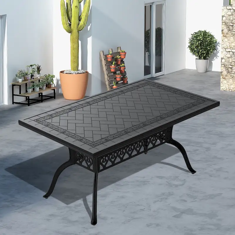 L59.05 W35.43-Inch Cast Aluminum Patio Dining Table