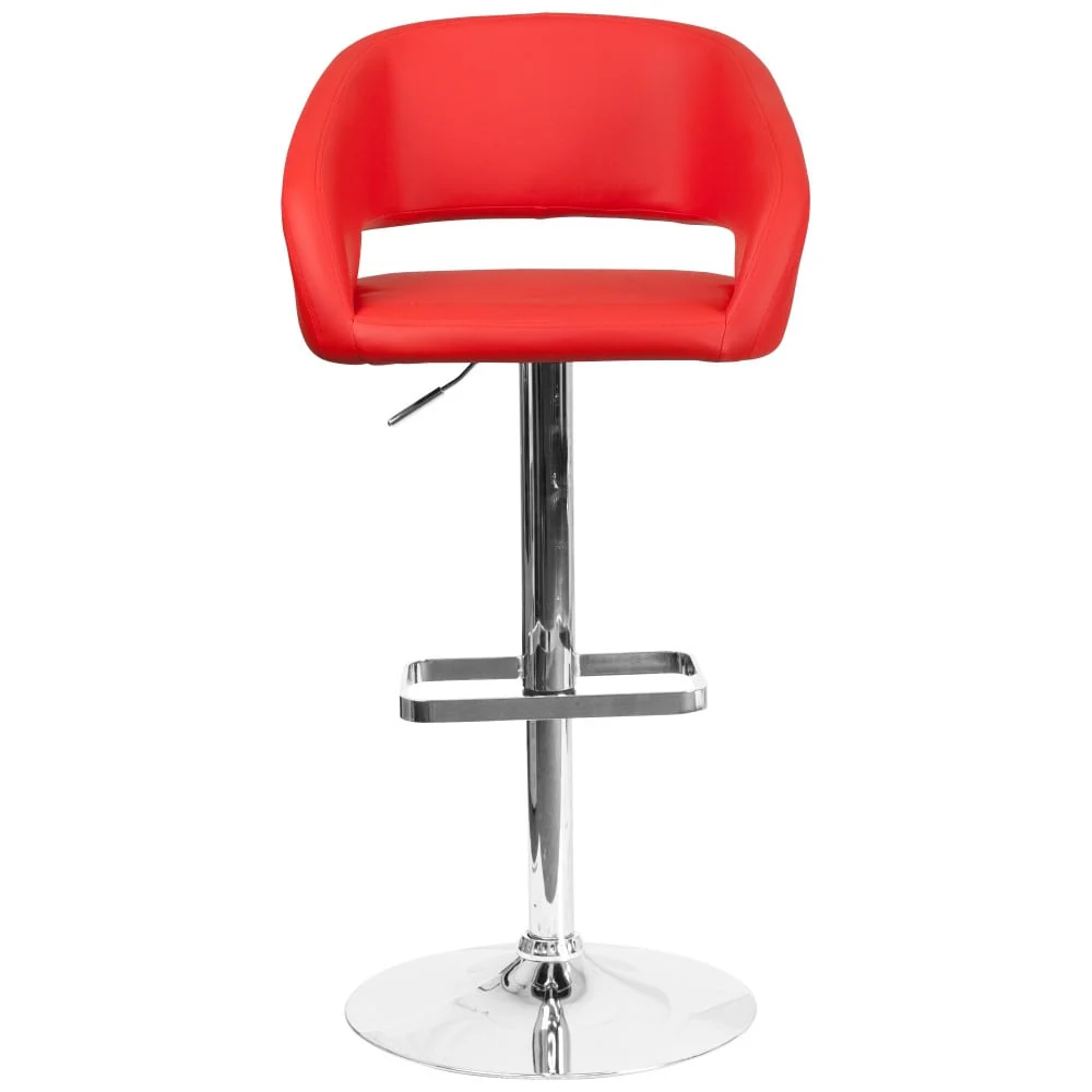 Modern Upholstered Adjustable-Height Barstool with Rounded Back