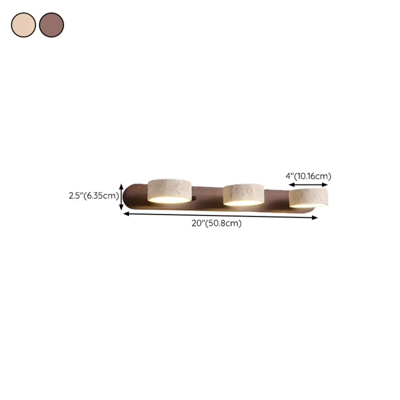 3-Light Bathroom Circle LED Stone Cylinder Vanity Light