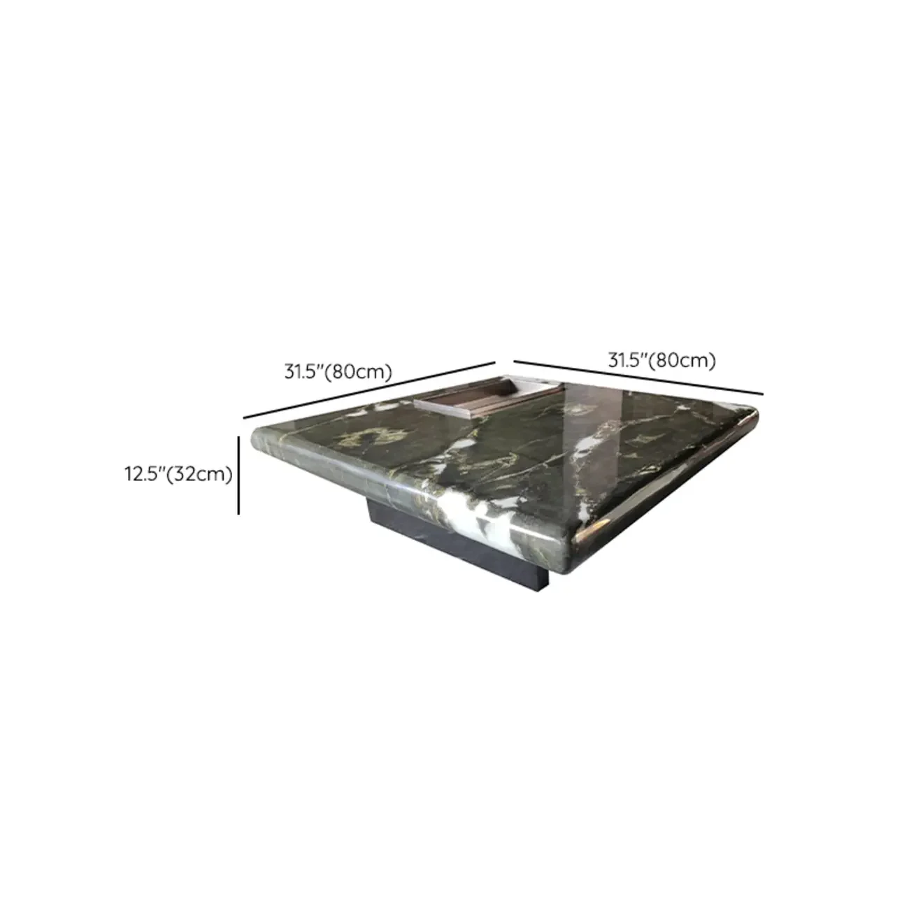 Modern Marble Black Rectangular Sleigh Coffee Table