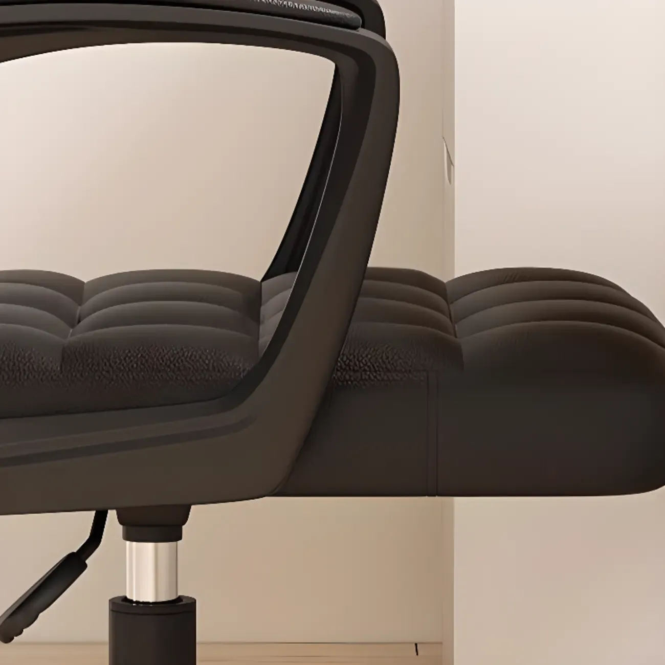 Modern Black Faux Leather Adjustable Swivel Office Chair