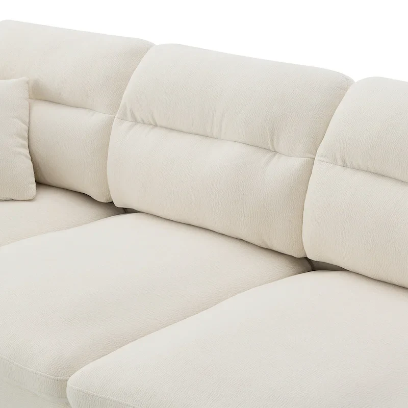 110 Modern L-Shaped Convertible 5-Seat Sectional Sofa with Removable Ottoman and 5 Cushions, Plush Chenille Fabric
