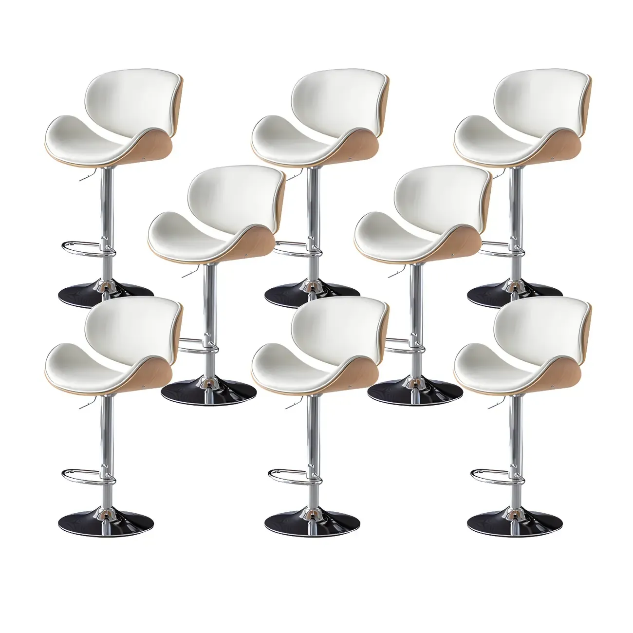 Arched Blackish Green Leather Swivel Adjustable Bar Stool