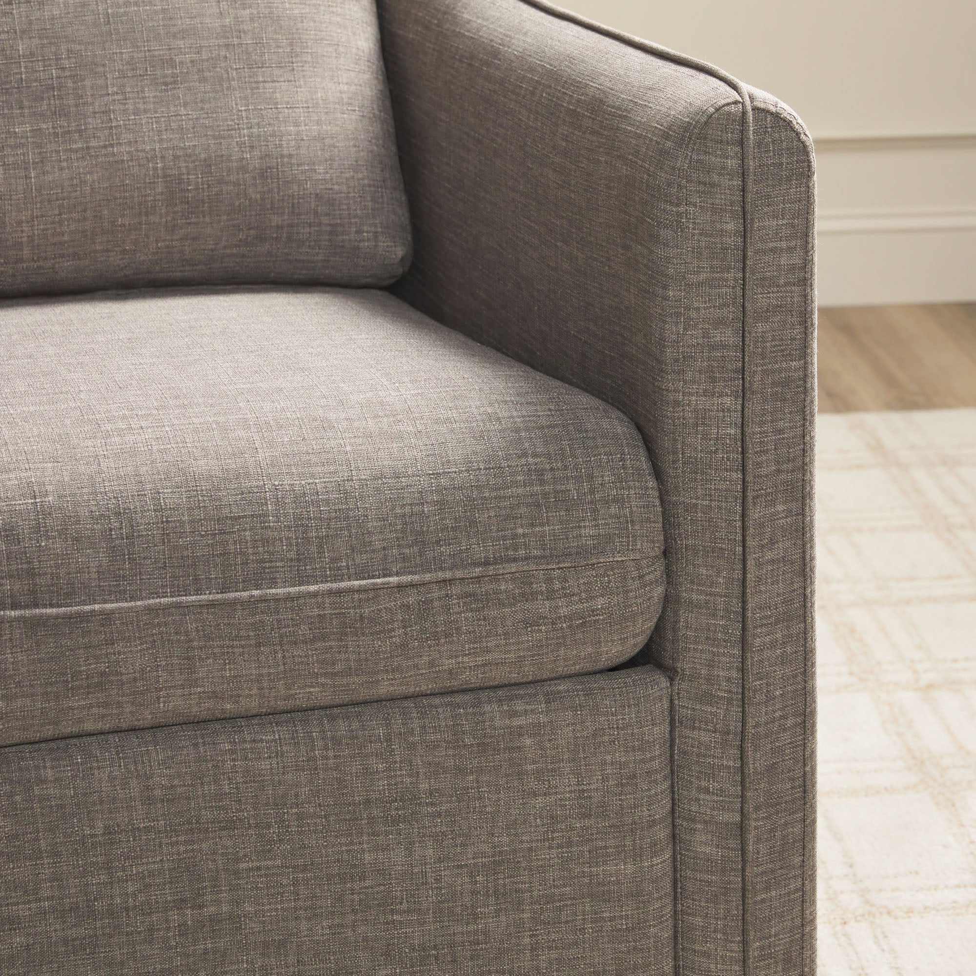 Nash Modern Farmhouse Easy Assembly Linen Swivel Accent Chair