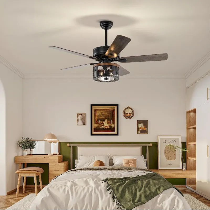 52  Plywood blades ceiling fan with remote control for the living room ,bed room
