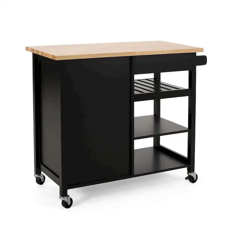 Modern Wooden Kitchen Cart with Wheels Drawer and Cabinet by Christopher Knight Home