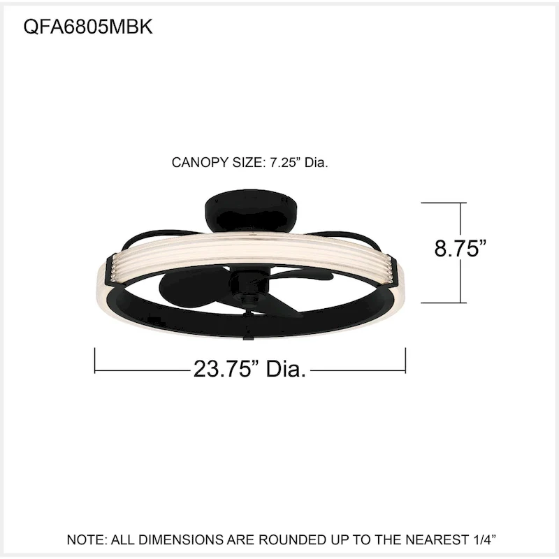 Elrod Integrated LED Matte Black Ceiling Fan Light