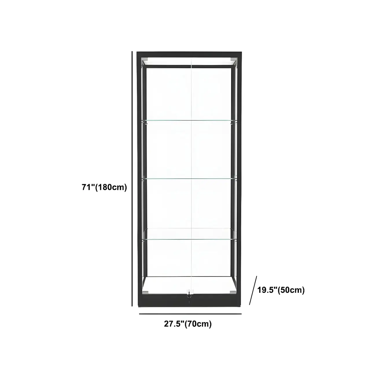 Modern Glass Black Curio Cabinet with Adjustable Shelves