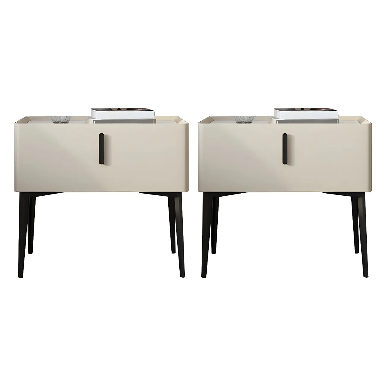 Trendy Narrow Cubic Wooden Nightstand with Legs