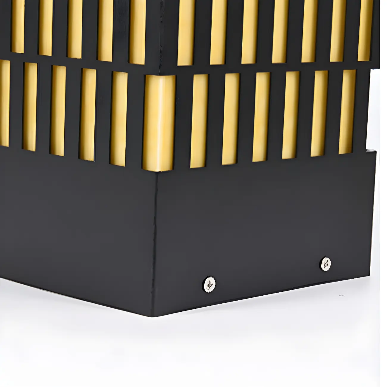 Black Metal Grille Rectangle Warm Light Post Cap Light