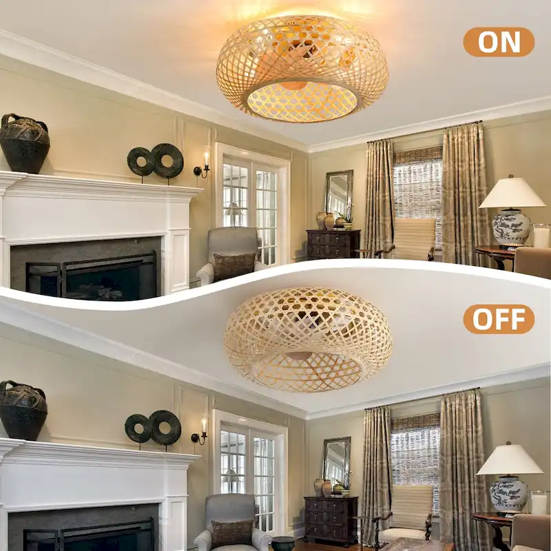 20  Rustic Style Bamboo Woven Ceiling Fan with Lights