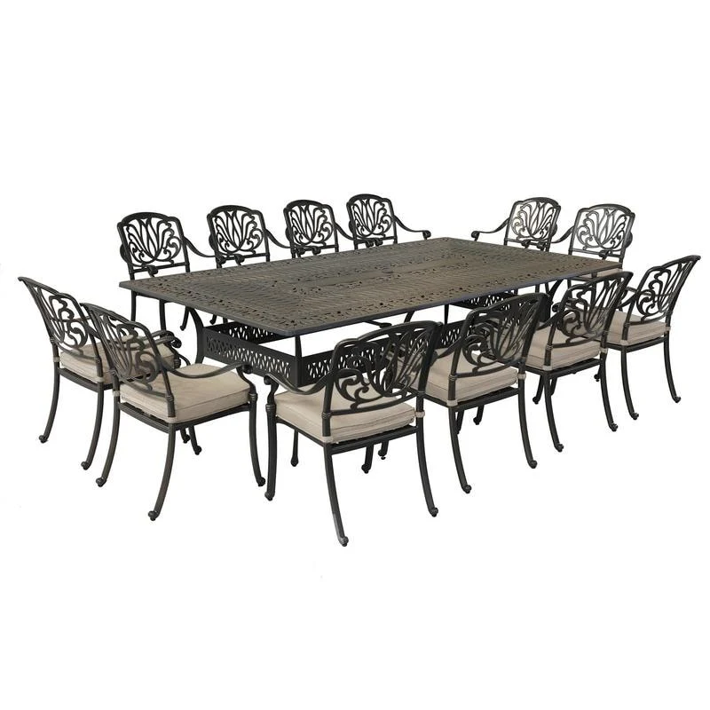 Manasquan 13-piece Gunmetal Aluminum Dining Set by Havenside Home