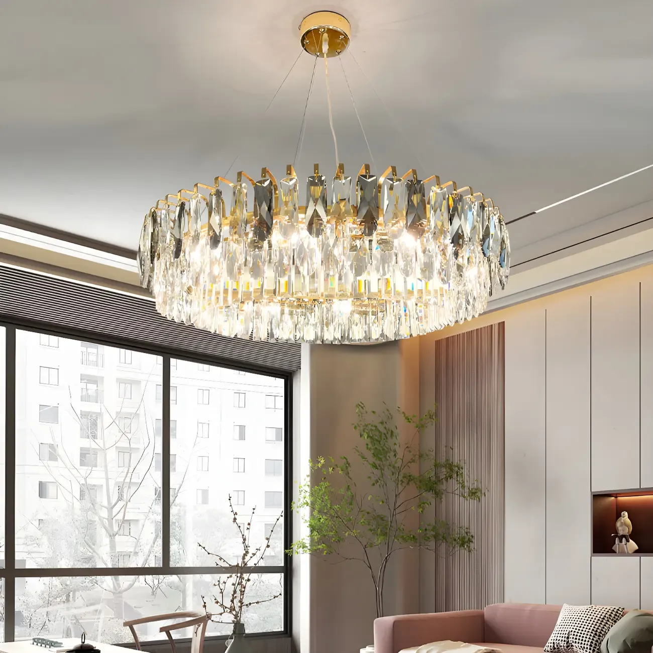 Elegant Modern Oval Clear Crystal Chandelier