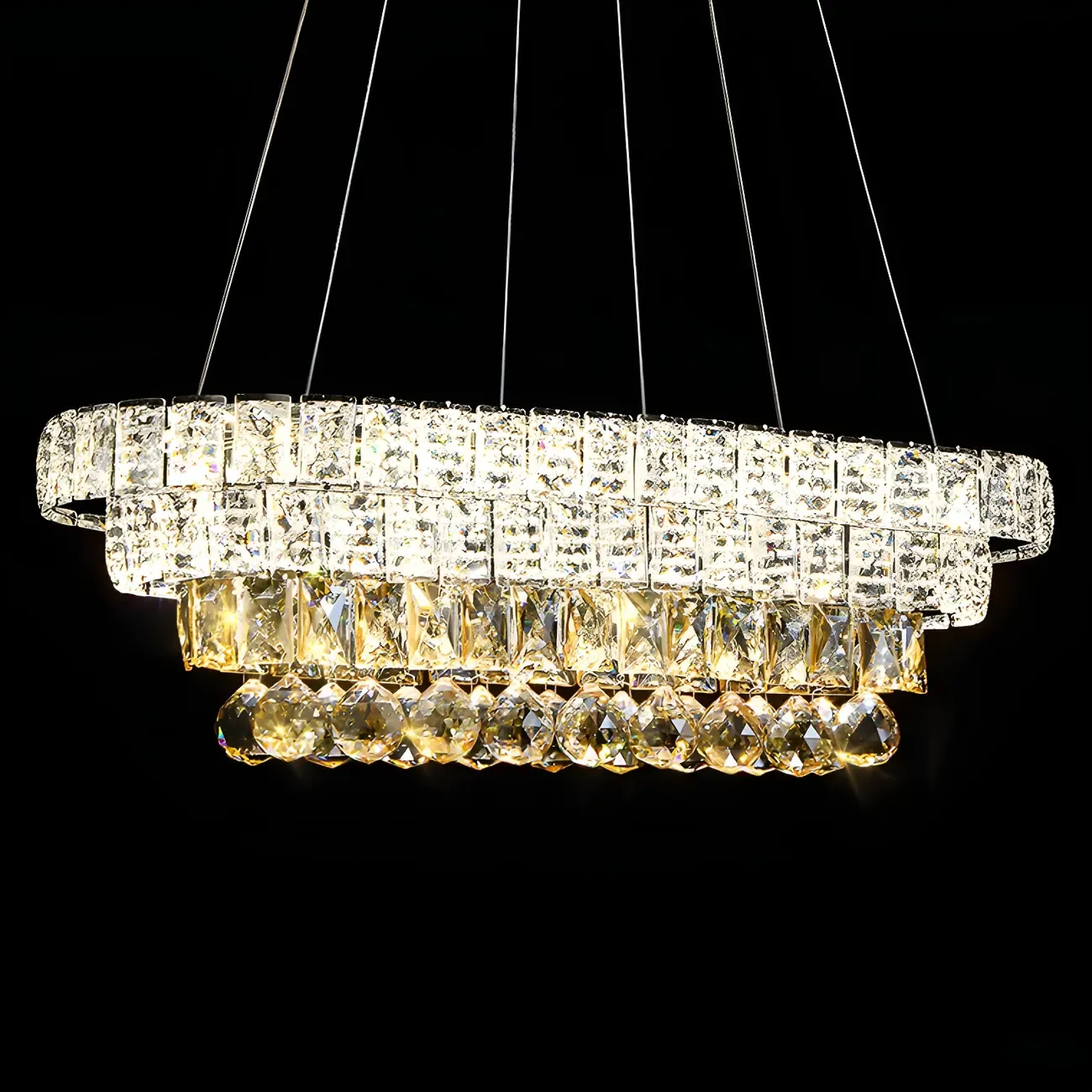 Elegant Gold/Silver Crystal Kitchen Island Pendant Light