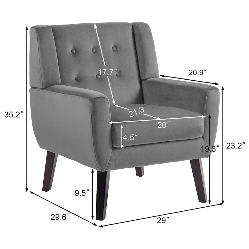 Set of 2 Velvet Living Room Accent Chair Upholstered Armchair