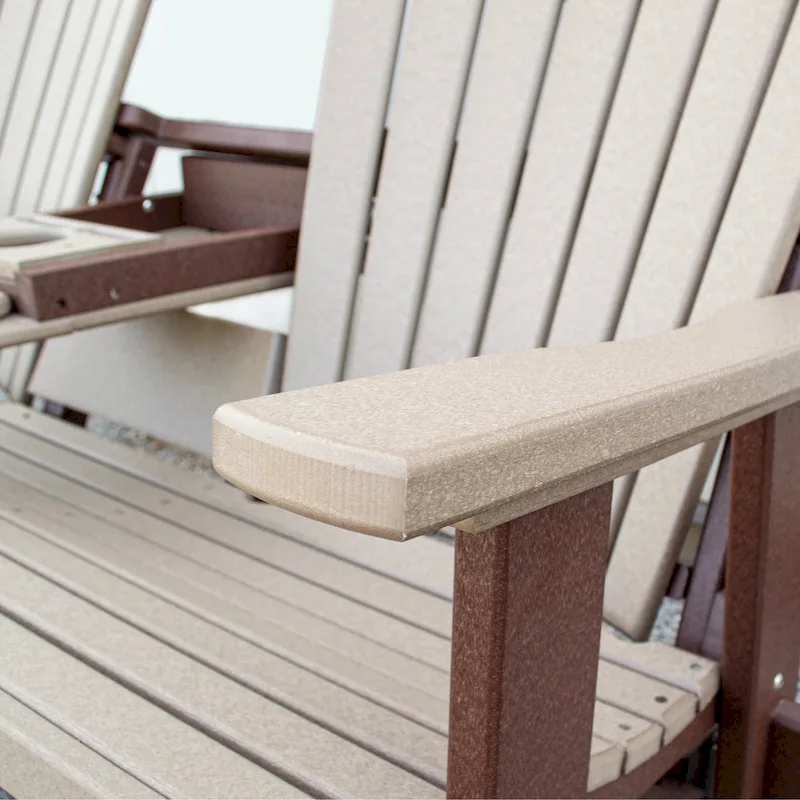 American Furniture Classics Two Seat Fan Back Glider with Drop Down Table/Cup Holder - N/A