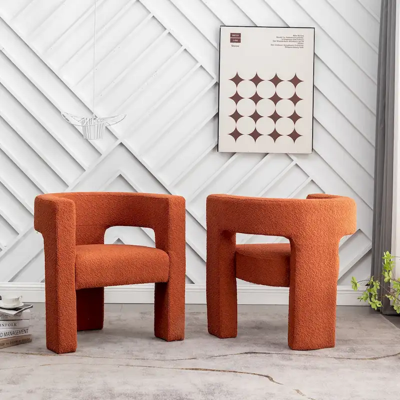 KINWELL 28   Wide Boucle Upholstered Square Armchair (Set of 2)